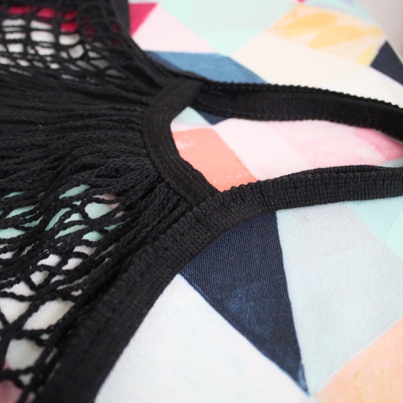 🆕 Black Cotton Net French Market Bag - Picture 3 of 4